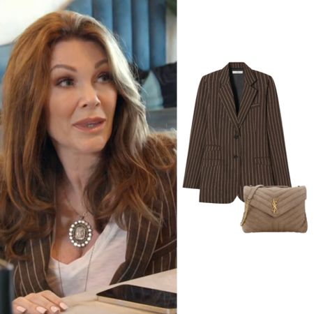 Lisa Vanderpump’s Brown Striped Blazer is by CO Collections // Shop Similar 