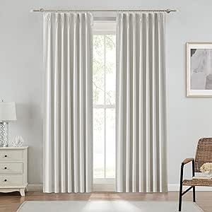 Pinch Pleat Full Blackout Curtain Panel Linen Texture Thermal Insulated 100 Room Darkening Draper... | Amazon (US)