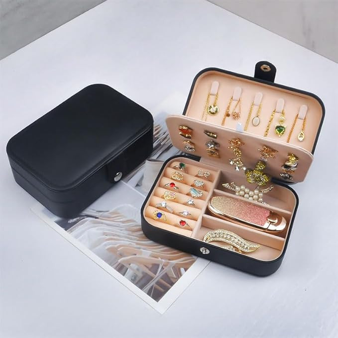 Jewelry Organizer and Storage for Women, PU Leather Travel Jewelry Box,Portable Mini Storage Case... | Amazon (US)