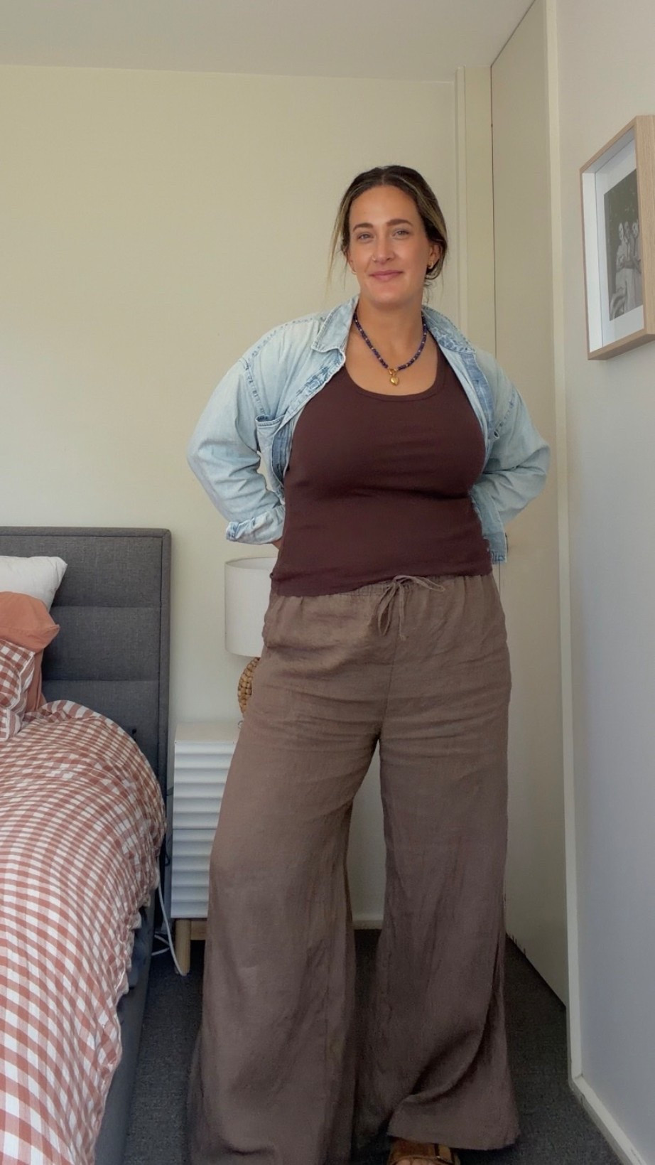 The outfit I love & wear so so often! 

Linen pants- size 16
Tank- size XL

I have linked similar denim shirts.
My Birkenstocks are “cognac brown” but seem to be hard to find! Similar colours linked xx 

#outfit #midsize

#LTKmidsize