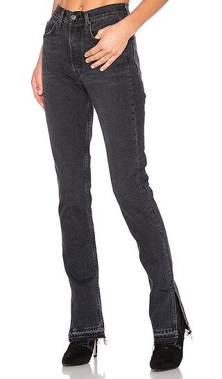 GRLFRND Natalia High-Rise Skinny Split Jean in Hot Stuff | Revolve Clothing