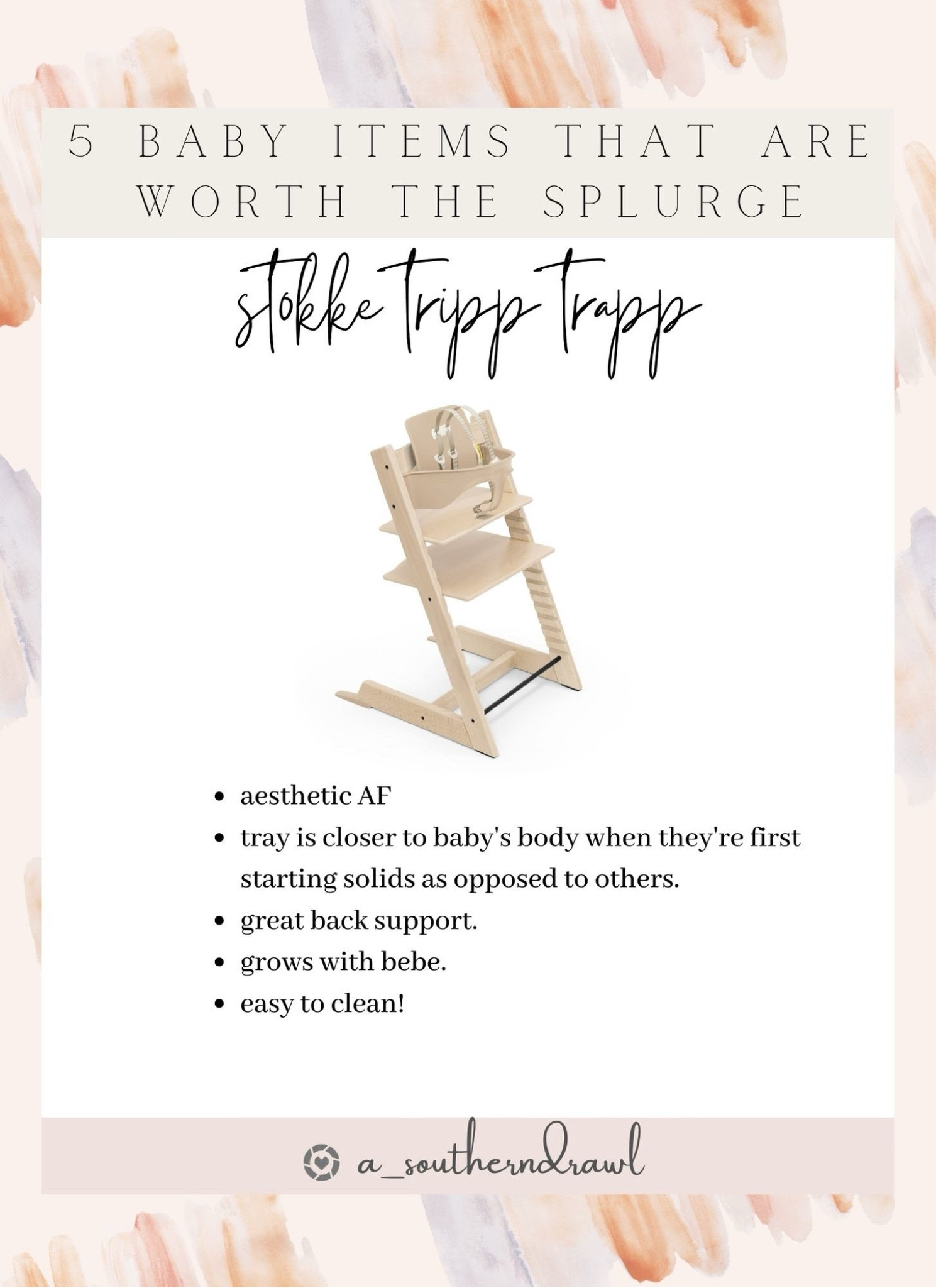 High chair favorite for baby!👶🤍 

Registry, baby registry, stokke Tripp trapp highchair, high chair, Stroller, car seat, doona, tummy time toy, piano toy for baby, newborn essentials, baby must haves, Kyte baby, footie pajamas, nursing pillow, new mom essentials, Grace White, A Southern drawl 

#LTKBaby #LTKFamily #LTKBump