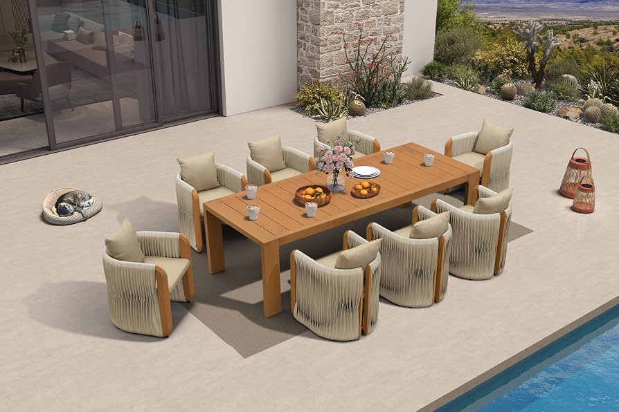PURPLE LEAF Outdoor Dining Set for 8 with Blended Olefin Cushion Aluminum Luxury Patio Furniture ... | Amazon (US)