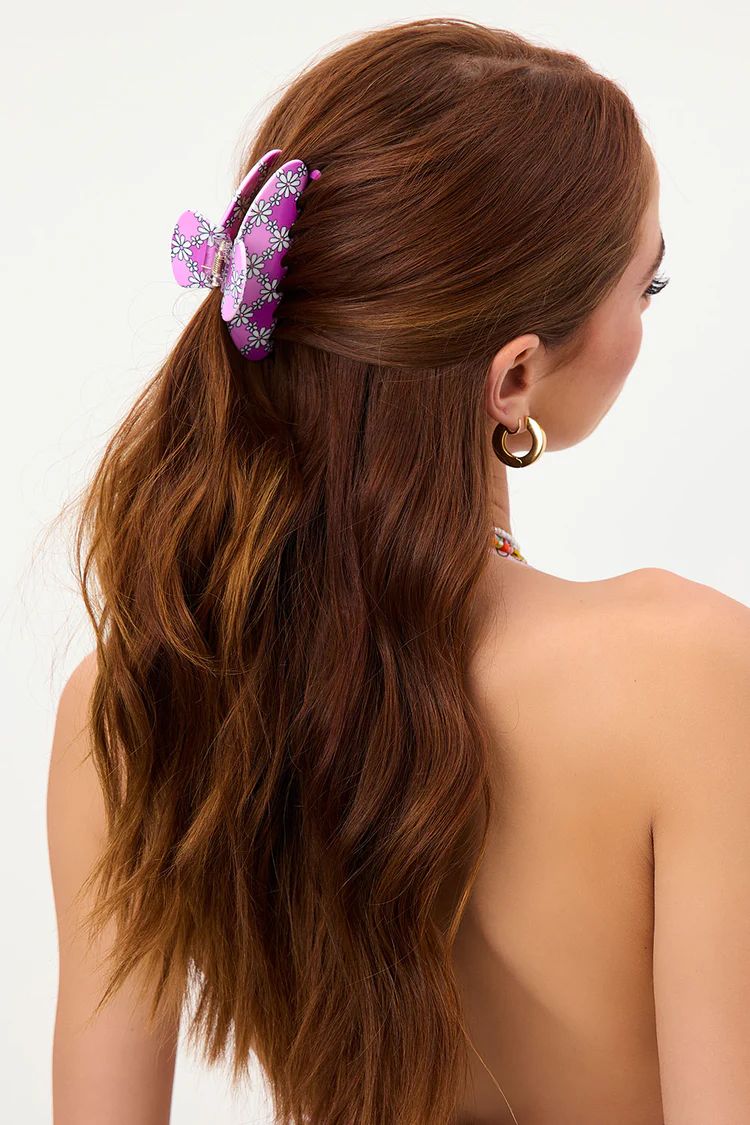Nixie Claw Hair Clip - Pink Daisy | Frankies Bikinis