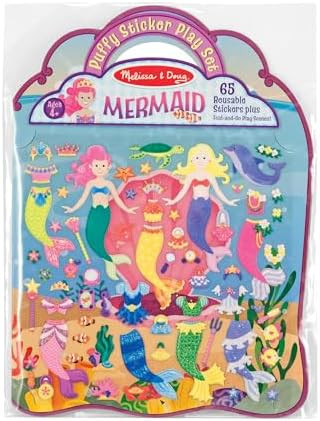 Melissa & Doug Puffy Sticker Play Set – Mermaids, 65 Reusable Stickers with 2 Fold-Out Scenes, ... | Amazon (US)
