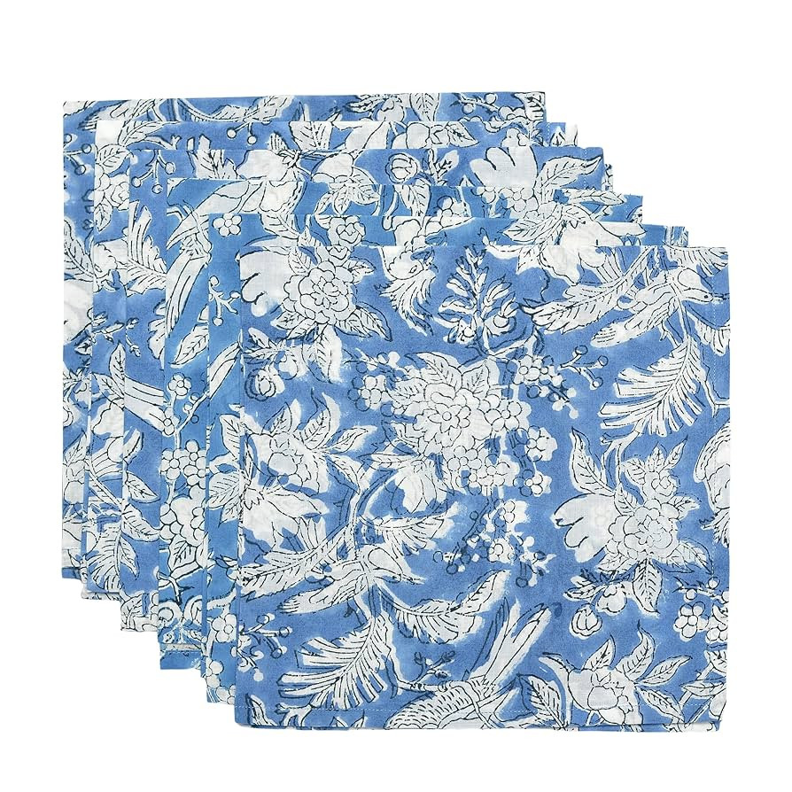 Cotton Print Club Napkin 100% Cotton Block Print Cotton Dinner Napkins Set of 6 | 18x18 Inches | ... | Amazon (US)