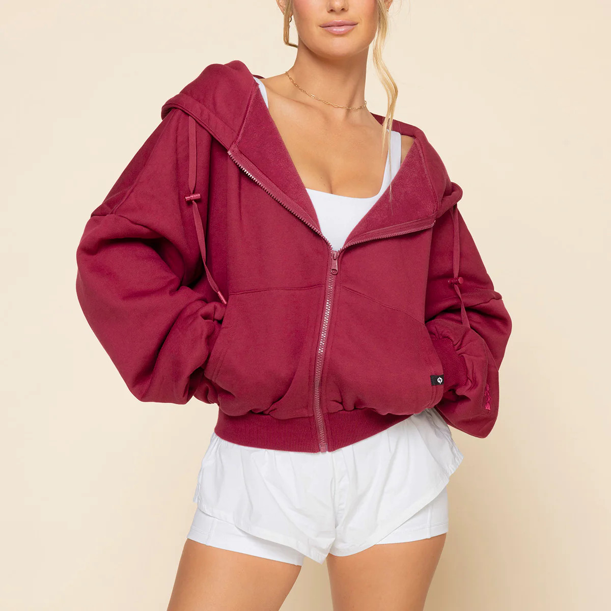 Zip Cloud Hoodie - Ruby | POPFLEX