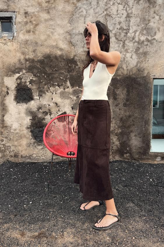 FAUX SUEDE CAPE SKIRT | Zara US