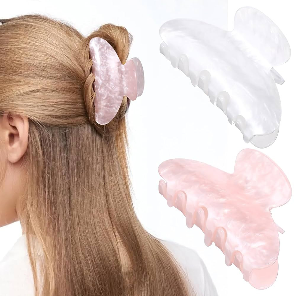 Hair Claw Clips, Acrylic Big Hair Clips for Thick Hairs, Women Girls Strong Hold Jaw Clip, Cute B... | Amazon (US)