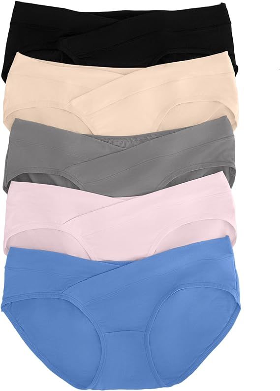 Kindred Bravely Under the Bump Maternity Underwear / Pregnancy Panties - Bikini 5 Pack | Amazon (US)