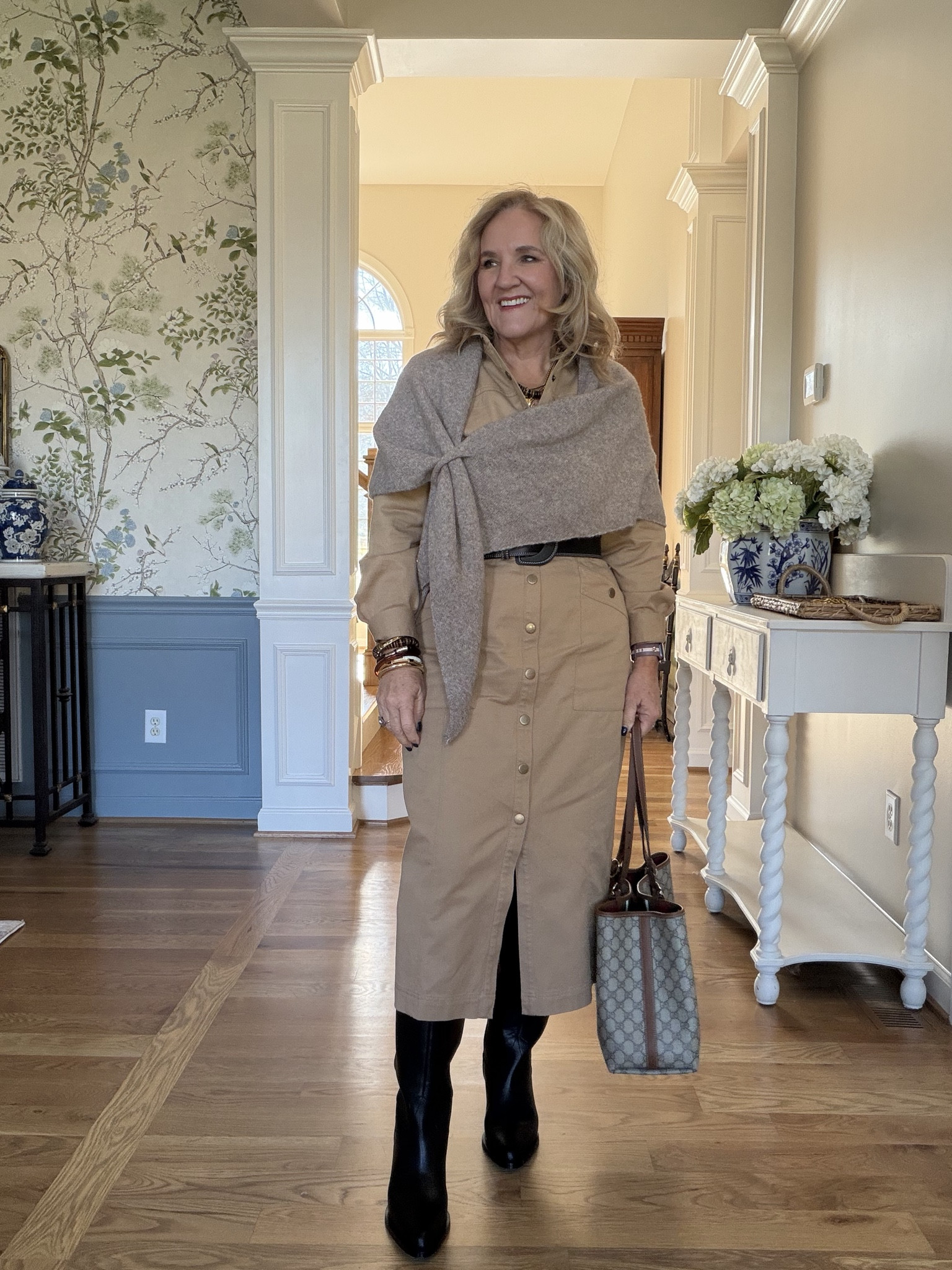 Dress size 8 reg 
Boots don’t come in half sizes so I went down 
Lots of different jewelry brands. I just had fun loading them up. Get in your jewelry and have fun! 

My code is 25% off at Allie & Bess NANETTE25

Khaki dress loft dress casual dress rodeo outfit western style 

#LTKootd #LTKSaleAlert #LTKOver40