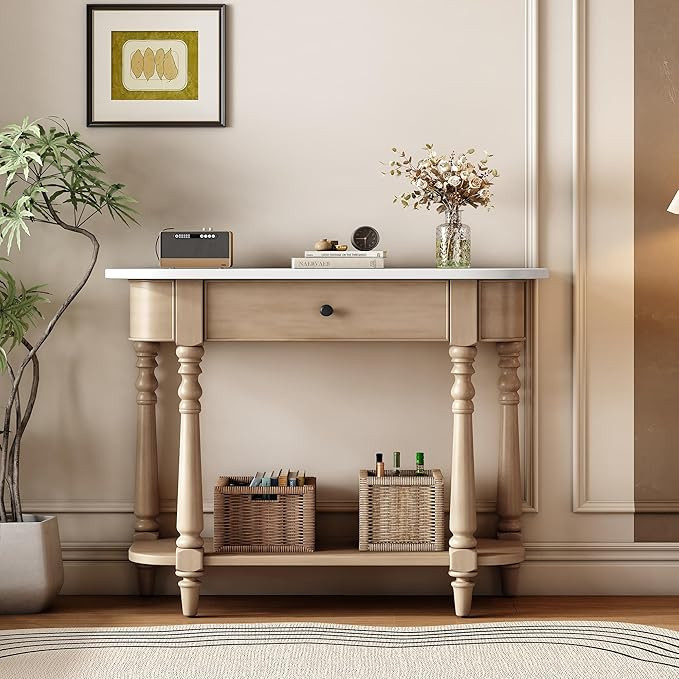Knocbel Vintage Entryway Console Table with Storage Drawer and Open Shelf, Entry Hallway Foyer So... | Amazon (US)
