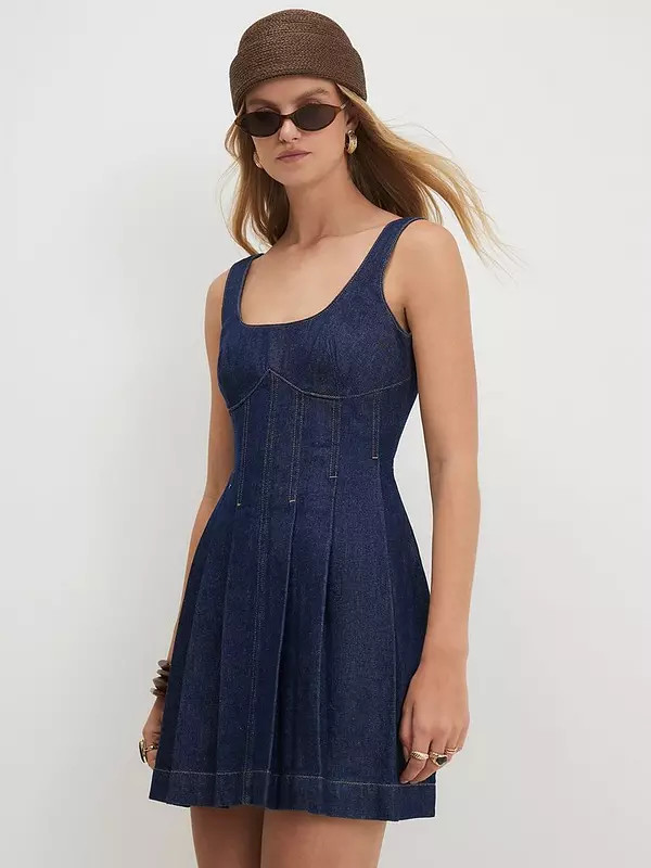 River Island Denim Sleeveless Seamed Mini Dress - Blue | Very (UK)