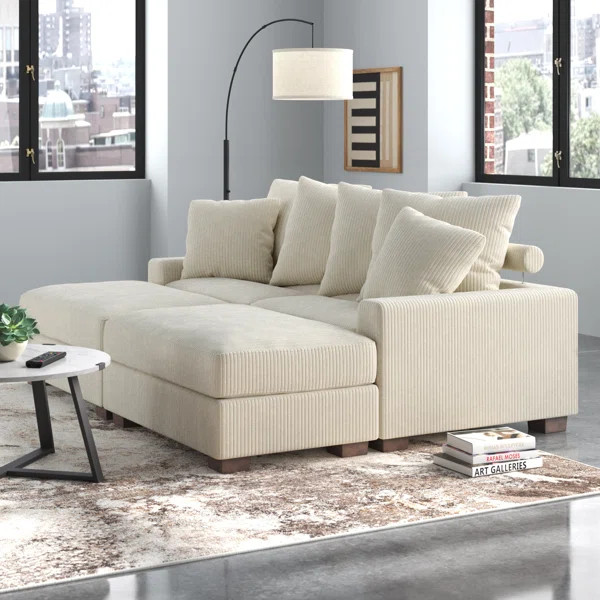 Arzuaga 89" Wide Reversible Modular Corner Sectional with Ottoman | Wayfair North America
