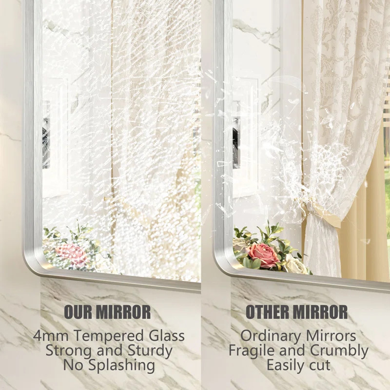 Aevar High-Strength Tempered Glass and Aluminum Alloy Framed French Cleat Mounted Wall Decor Bath... | Wayfair North America