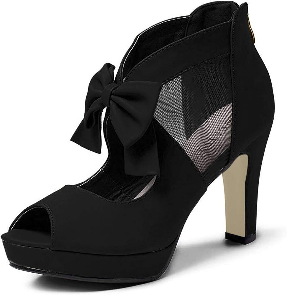 Open Toe Women Platform High Heel Shoes Bows Strappy Sandals | Amazon (US)