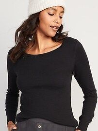 Long-Sleeve Scoop-Neck Thermal Pajama T-shirt for Women | Old Navy (US)