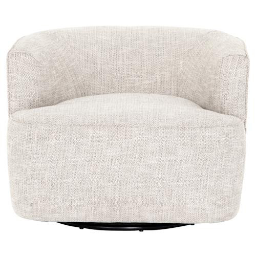 Adelyn Modern Classic Beige Performance Round Swivel Barrel Chair | Kathy Kuo Home