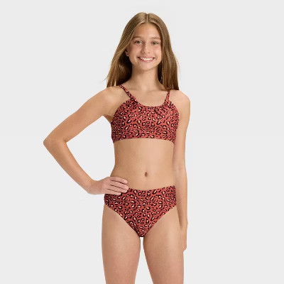 Girls' Happy Wildlife Bikini Set - art class™ Brown M | Target