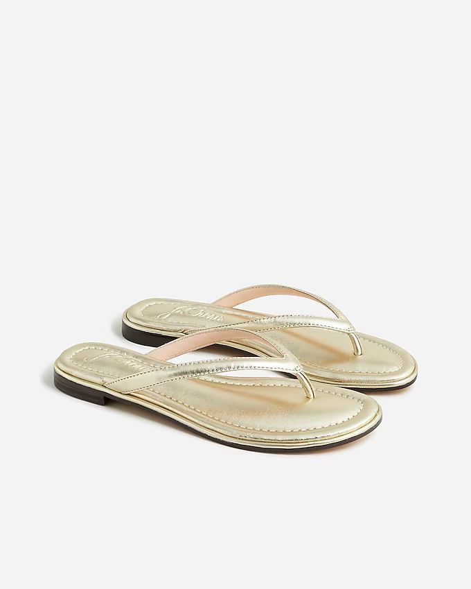 Menorca padded thong sandals in metallic leather | J.Crew US