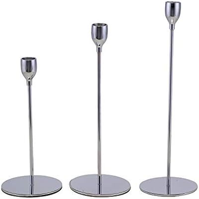 Topotdor Taper Candlestick Holders Set of 3,Elegant Pillar Metal Candle Holders for Romantic Wedd... | Amazon (US)