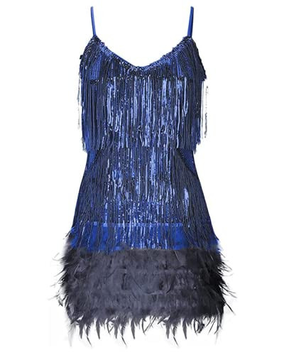 Women's Sequin Cocktail Dresses 1920s Flapper Dress Gatsby Fringe Mini Dresses Feather Prom Party... | Amazon (US)