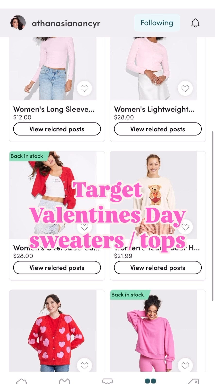 Target Valentine’s Day sweaters and tops 


#LTKStyleTip #LTKSeasonal #LTKFindsUnder50