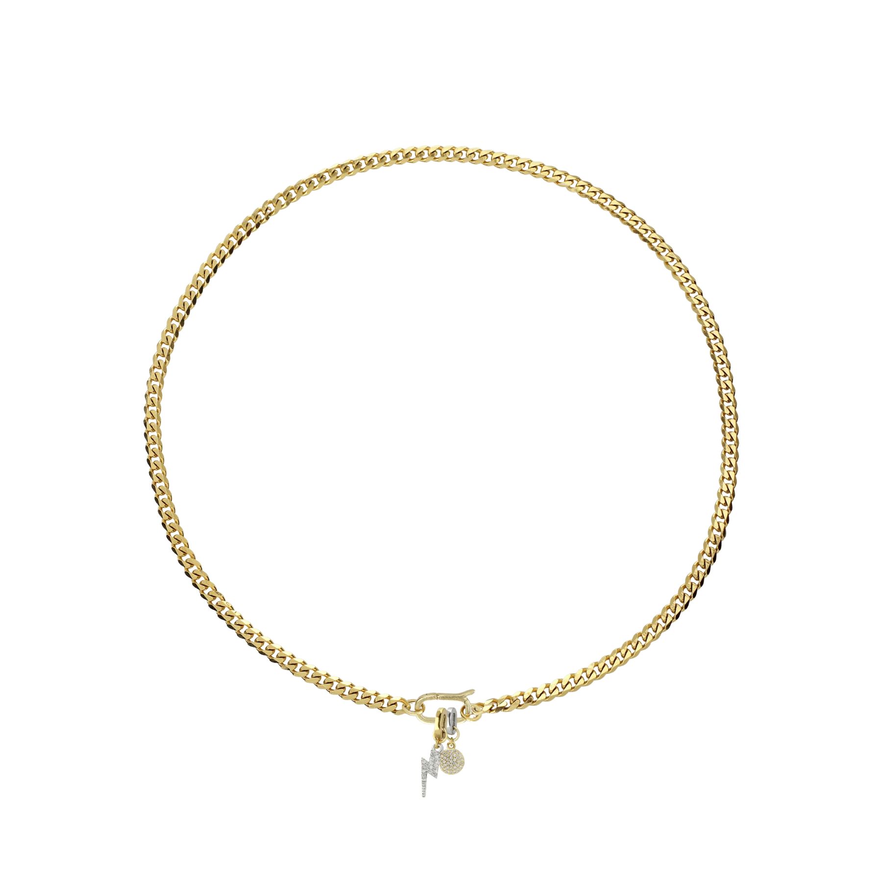 LINK CUBAN LIGHTNING CHARM NECKLACE | Artizan Joyeria