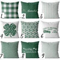 st Patrick's Day Pillow Covers 20x20, 18x18, 16x16 Inch, Dark Green Decor Mix & Match White Farmhous | Etsy (US)