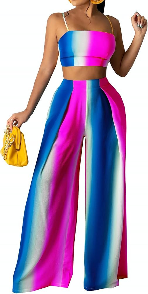 Women's Elegant Two Piece Outfits Sexy V Neck Off Shoulder Long Straight Pants Floral Jumpsuits | Amazon (US)