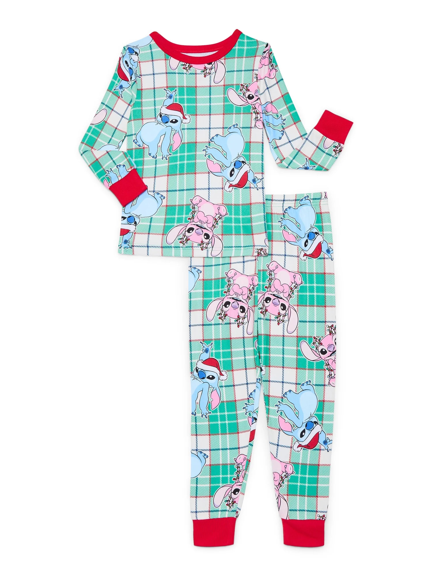 Lilo and Stitch Girls Long Sleeve Christmas Top and Pants Pajama Set, 2-Piece, Size 4-10 | Walmart (US)