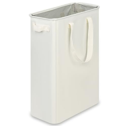 efluky Slim Laundry Basket, Narrow Laundry Hamper with Handles, Collapsible Dirty Clothes Hamper, Tall Laundry Bin for Laundry Room, Dorm and Bedroom, 12.7 Gallons(48L) Beige | Amazon (US)