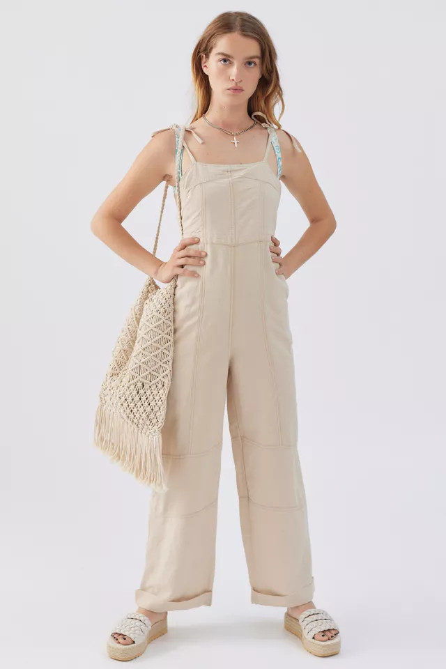 UO Harley Linen Backless Overall | Urban Outfitters (US and RoW)