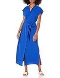 Calvin Klein Women's Collared Maxi Shirt Dress with Self Sash Waist, Klein Blue, 4 | Amazon (US)