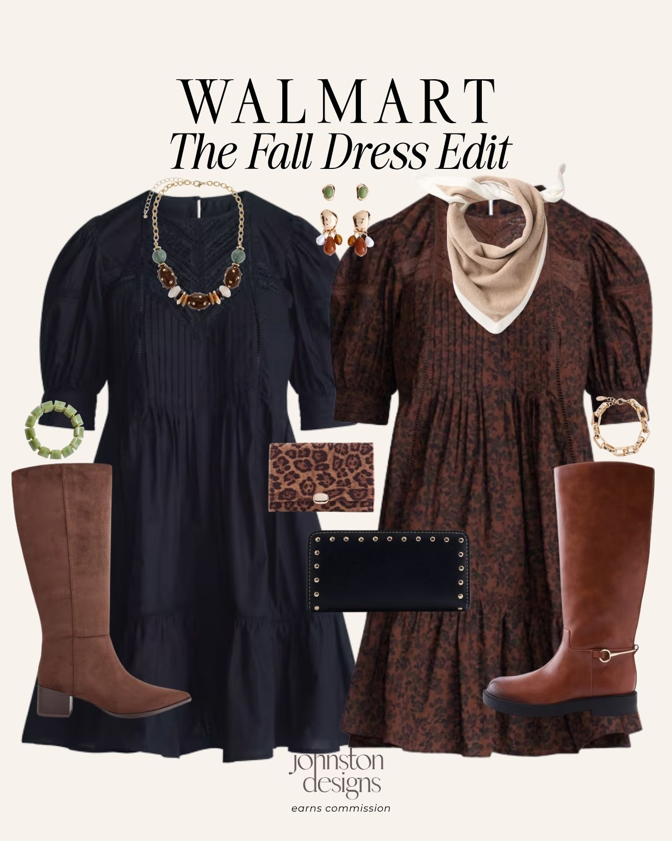 The fall dress edit, 🤎 Walmart dresses styled with tall brown boots, statement jewelry and the cutest clutches! Easy outfit ideas for fall dinners, work and weekend plans.

#walmartfashion #walmartfinds #falldresses #falloutfitideas #affordablestyle #mididress #tallboots #fallaccessories #lookforless #everydaystyle 

 #LTKootd #LTKSeasonal