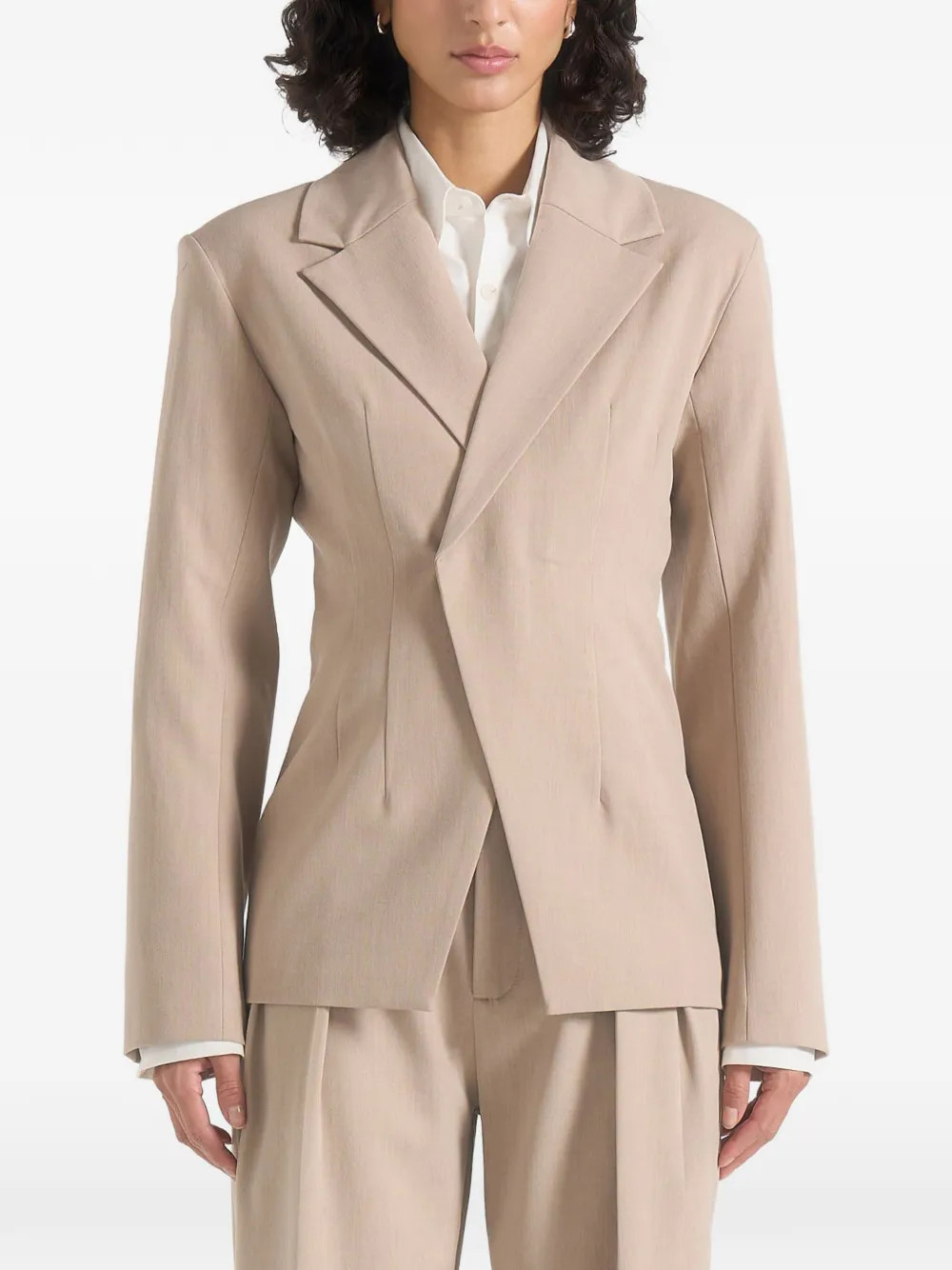 Manière De Voir Beatrice in beige tailored cinched blazer - Neutrals | Farfetch Global