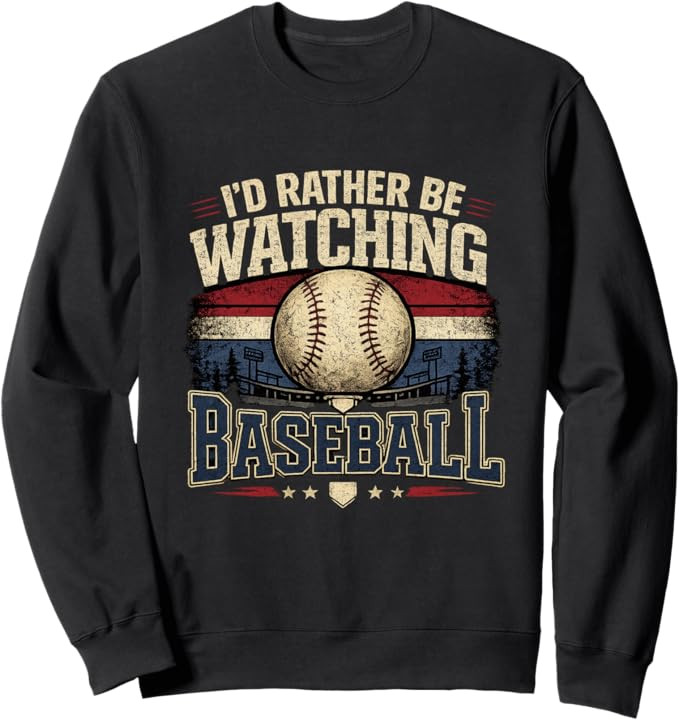 I’d Rather Be Watching Baseball Vintage Retro Graphic Sweatshirt | Amazon (US)