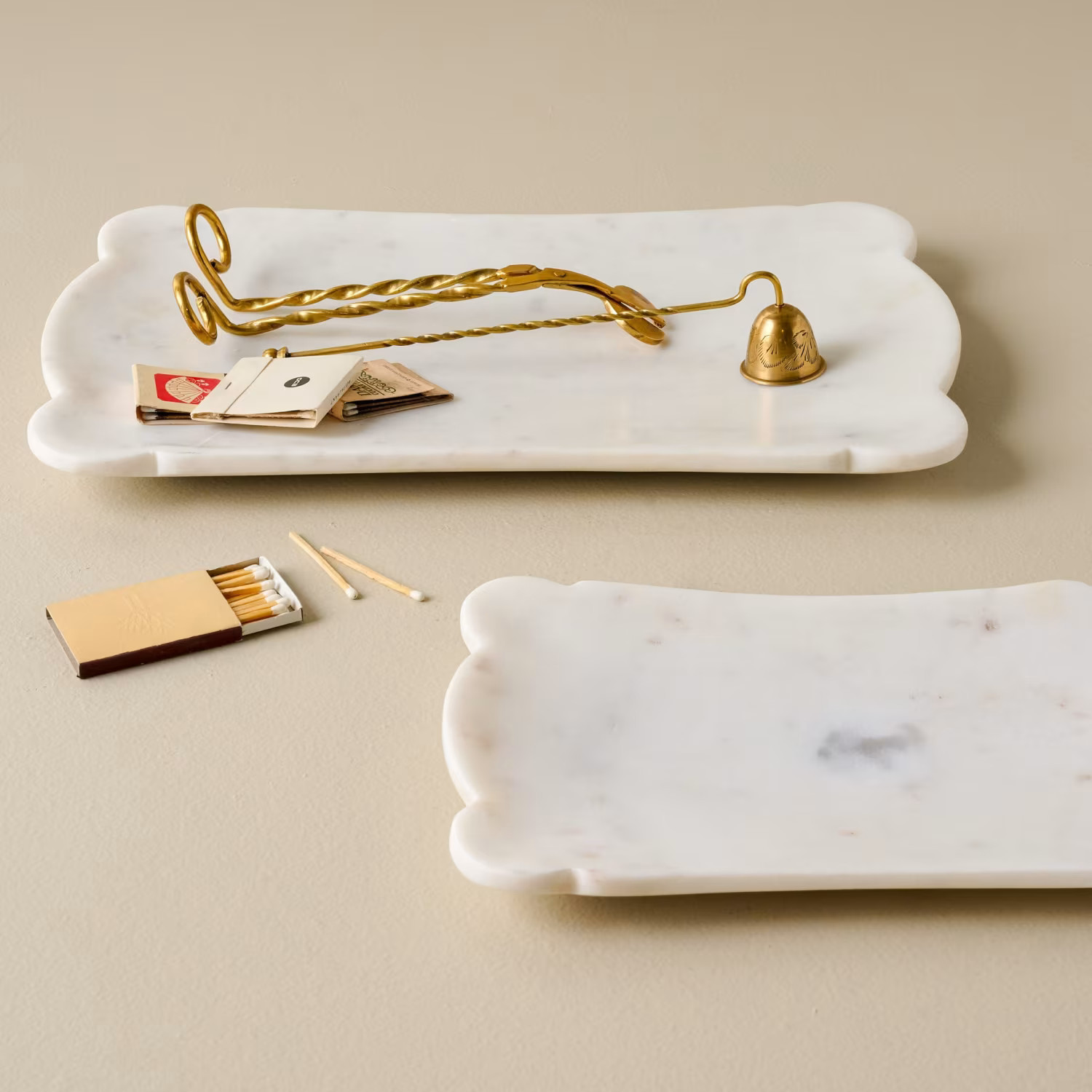 Scalloped Edge Marble Tray - Set of 2 | Magnolia