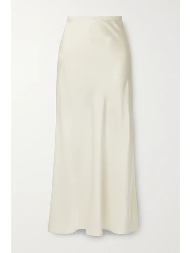 Anine Bing - Noel Grosgrain-trimmed Silk-satin Skirt - Ivory | NET-A-PORTER (US)