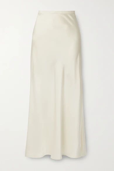Anine Bing - Noel Grosgrain-trimmed Silk-satin Skirt - Ivory | NET-A-PORTER (US)