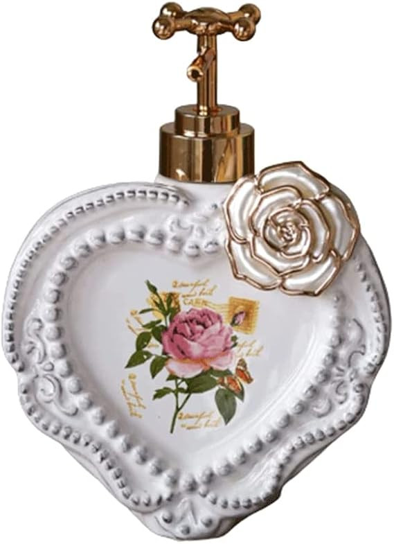Ceramic Lotion Dispenser Refillable Manual Soap Dispenser Heart-Shaped Soap Lotion Dispenser 10oz... | Amazon (US)