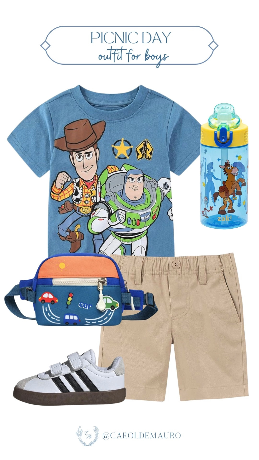 picnic outfit for boys, toddler fit, casual look, toy story tee, adidas sneakers for boys, sippy cup, belt bag for toddlers, kids clothes, amazon finds, toy story 5

#LTKKids