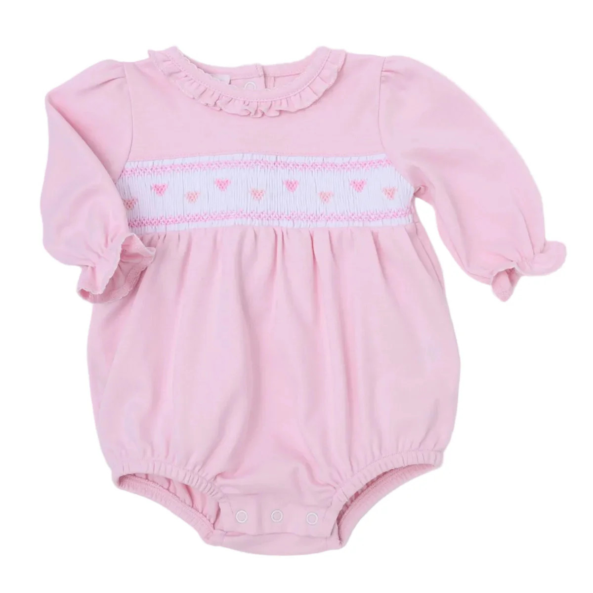 Magnolia Baby Valentine's Classics Smocked Bubble- Pink | JoJo Mommy
