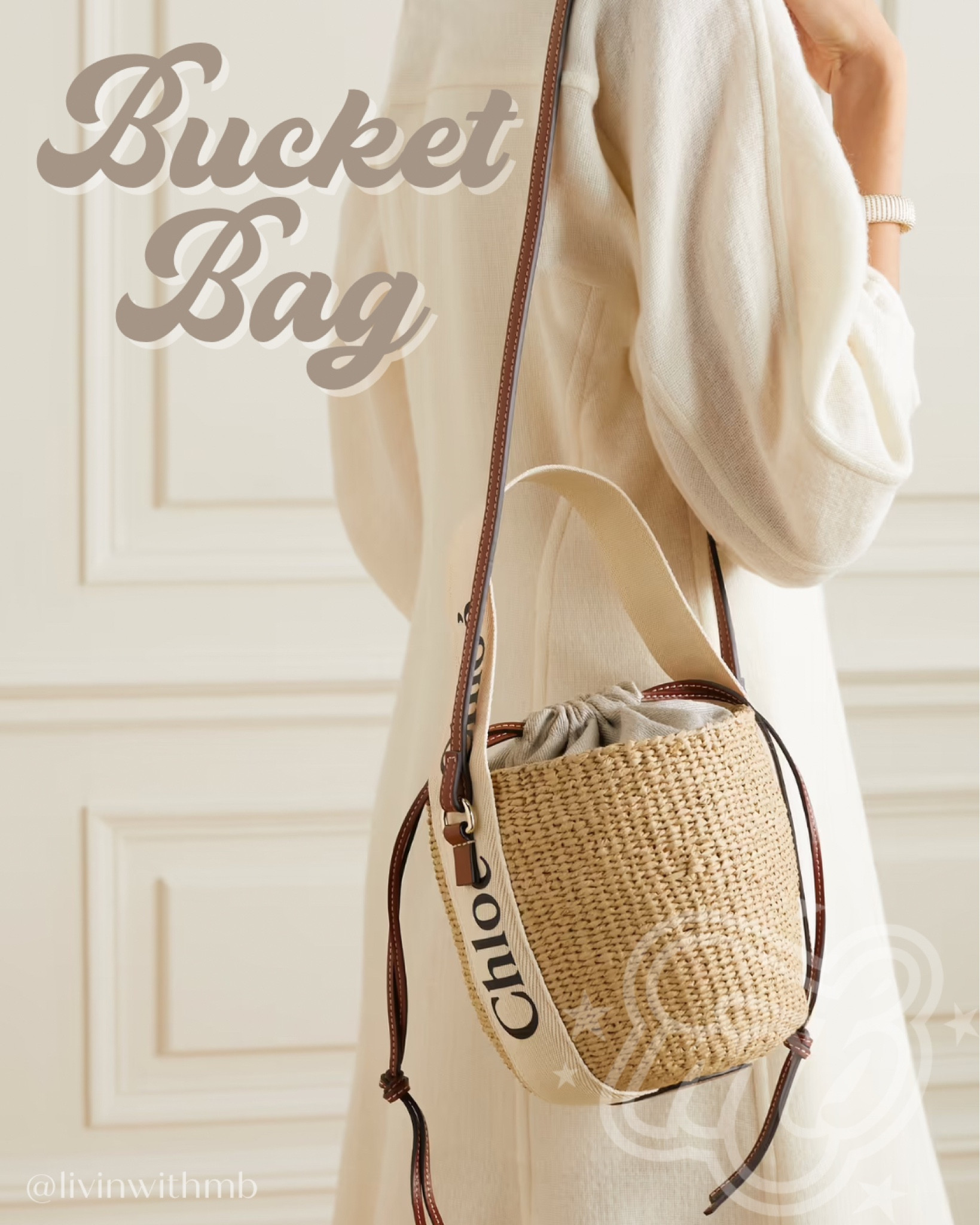 【CHLOE】SMALL WOODY BASKET BUCKET BAG Chloé Small Woody Basket In Natural Fibers in Dark nut