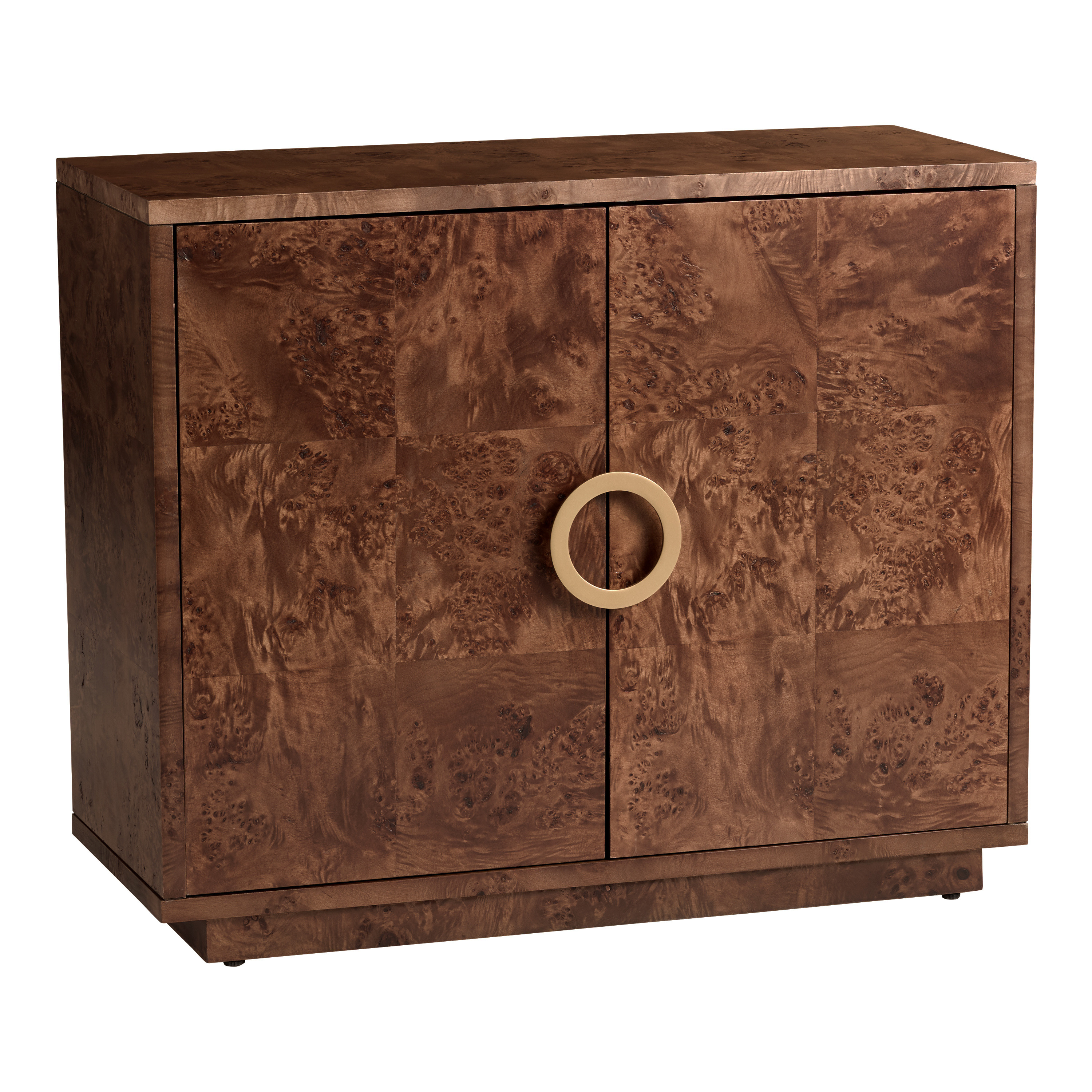 Montrose Brown Burl Wood and Brass Ring Storage Cabinet | World Market