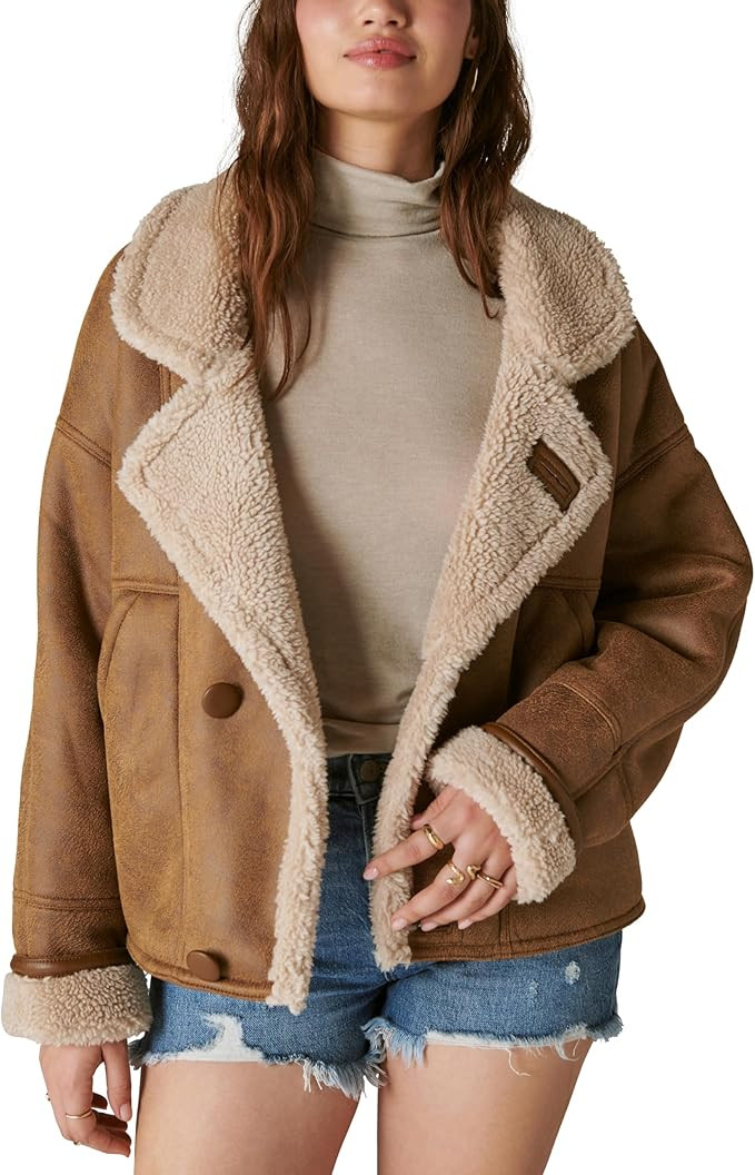 Lucky Brand Women's Faux Shearling Moto Jacket | Amazon (US)