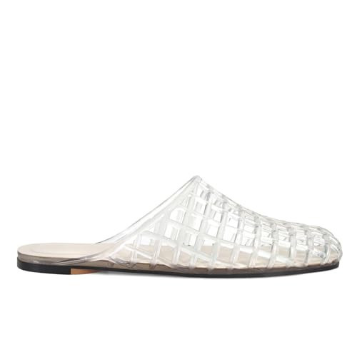 MAIJED Clear Jelly Flats for Women Closed Toe Mesh Hollow Jellies Mule Sandals Slip On Jelly Slides Casual Comforatable Summer Beach Slipper Sandals Clear US10.5 | Amazon (US)