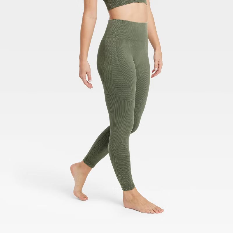 Women's High-Rise Ribbed Seamless 7/8 Leggings - JoyLab™ | Target