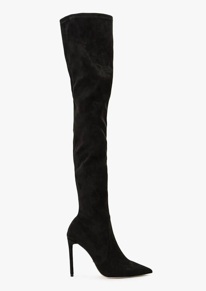 Avah Black Stretch Suede Long Boots | Boots | Tony Bianco | Tony Bianco (Australia & New Zealand)