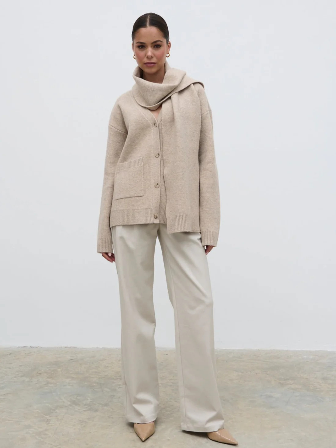 Murphy Cardigan Knit Scarf Set | Pretty Lavish (UK)